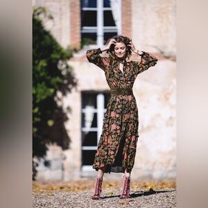 Spell & the Gypsy x Free People Etienne Maxi Gown Noir Paisley Floral Size Small